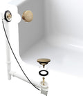 Westbrass A50P27TLE-19 27' Cable Drive Bath Drain Trim Kit with Rotary Overflow Cover Knob, European Stopper and Poly Tubular Pipes, Champagne Bronze