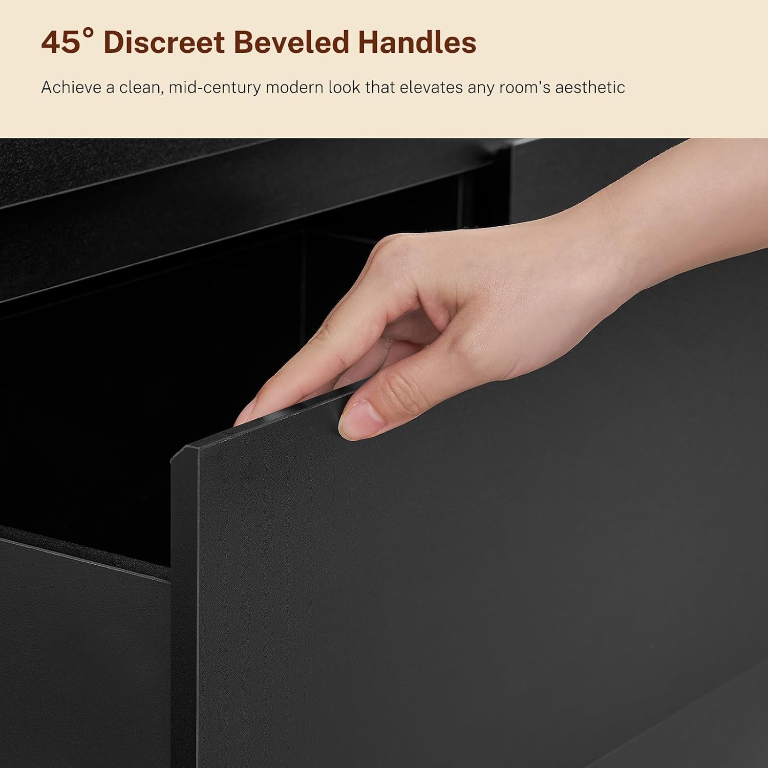 TEENFON 55' Dresser for Bedroom with 6 Drawers, Black Dresser with Metal Slide, Bedroom Dressers, Wood Dressers & Chests of Drawers for Bedroom, Hallway, Black