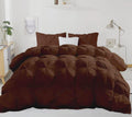 Pinch Pleated Chocolate 5 Piece Soft 500 GSM California Queen Size Comforter Set (Comforter + 4 Pillowcases) 1000 Series Egyptian Cotton Comforter Set