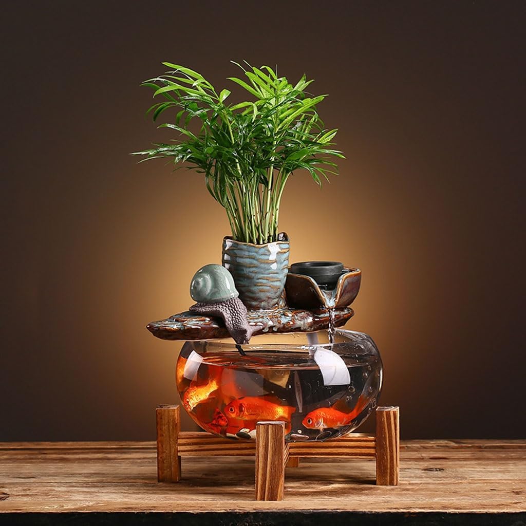 GUERNSEY Tabletop Fountain Tabletop Fountains Chinese Tea Room Desktop Circulating Water Fish Tank Ornaments Home Living Room Desktop Creative Ornaments Indoor Fountain