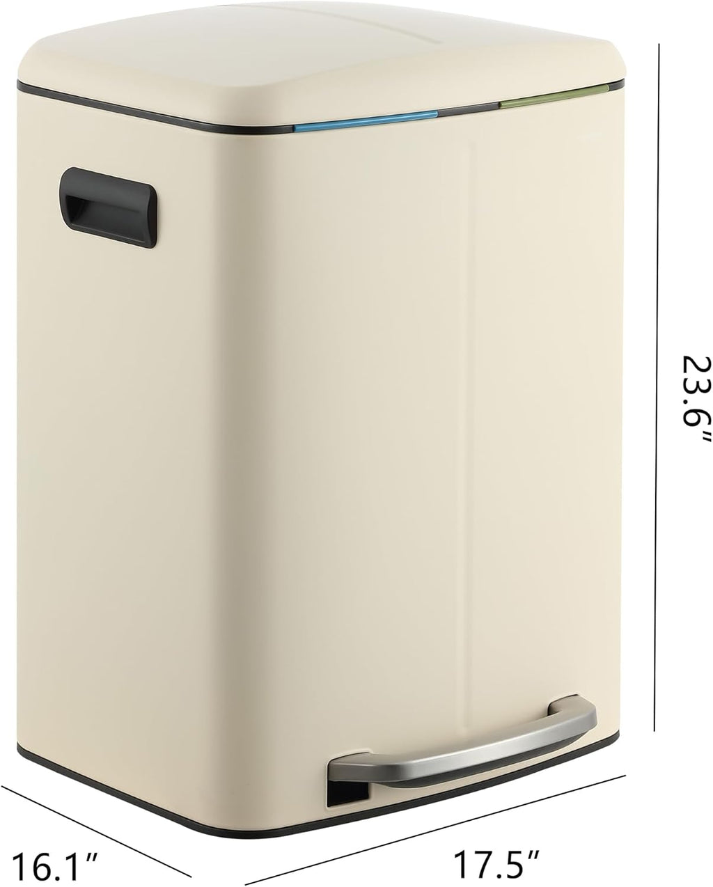 happimess HPM1005F Marco Rectangular 10.6-Gallon Double Bucket Trash Can with Soft-Close Lid, Limestone Beige, Fingerprint Resistant, Modern, Minimalistic for Home, Kitchen, Office, Bedroom, Bathroom