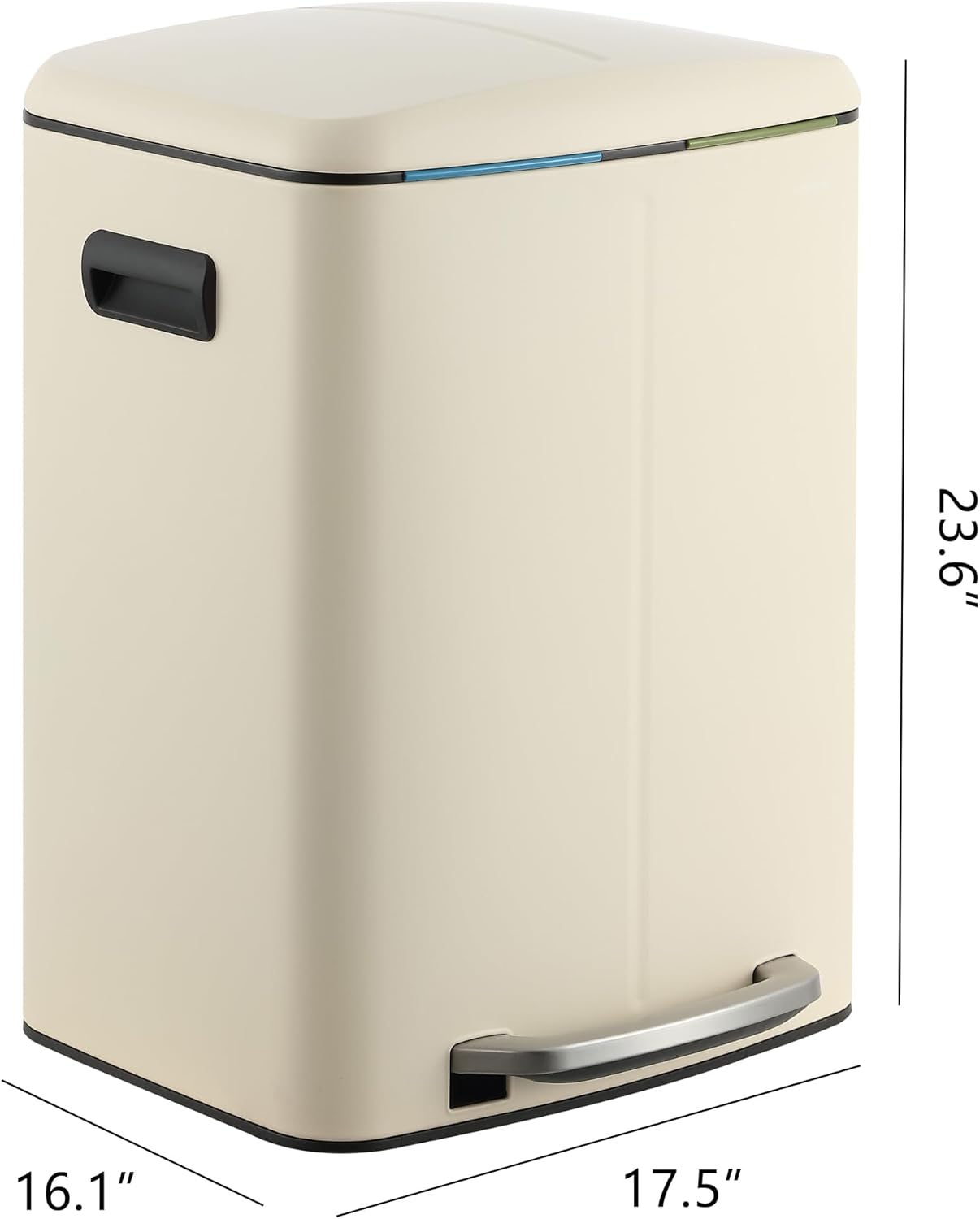 happimess HPM1005F Marco Rectangular 10.6-Gallon Double Bucket Trash Can with Soft-Close Lid, Limestone Beige, Fingerprint Resistant, Modern, Minimalistic for Home, Kitchen, Office, Bedroom, Bathroom