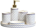 Kitchen Soap Dispenser 6-piece Ceramic Bathroom Accessories Set Soap Dispenser Toothbrush Holder Mug Soap Dish and Utility Tray Household Items Gift Countertop Soap Dispensers ( Color : White )