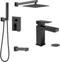 Lava Odoro 3-Setting Shower and Tub Faucet Set and Bathroom Faucet, Matte Black