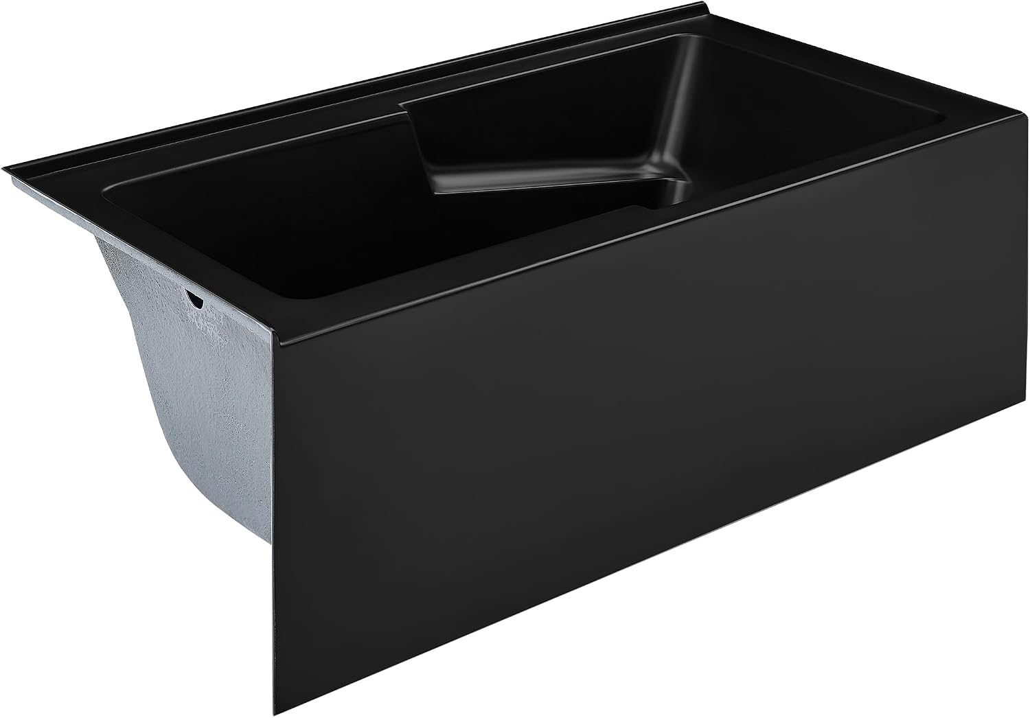 Swiss Madison Claire 60 x 32 Left Drain Soaking Alcove Corner Apron Bathtub in Matte Black