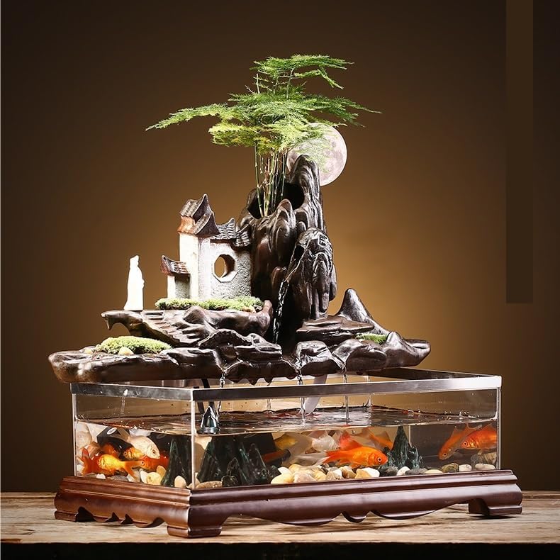 Tabletop Fountains Fish Tank Water Landscape Office Home Circulation Fountain Landscaping Living Room Porch Wine Cabinet Decorative Ornaments Table Top Fountains Indoor
