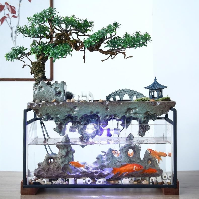 GUERNSEY Tabletop Fountain Tabletop Fountain Flowing Water Ornaments Rockery Fountain Circulating Water Creative Simple Home Office Desktop Fish Tank Indoor Fountain