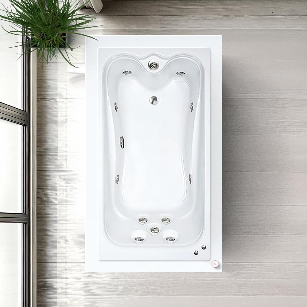 72 in. x 36 in. Elite Series Acrylic Rectangular Drop-In Whirlpool Bathtub with Reversible Drain in Biscuit - Includes 12.5 Amp In-Line Heater