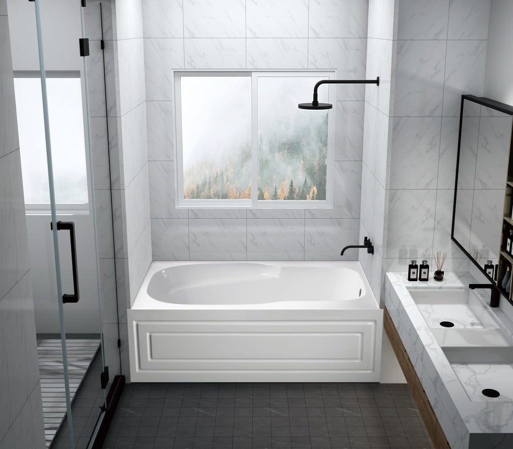 Aqua Eden VTAM6031R21B 60-Inch Anti-Skid Acrylic 3-Wall Alcove Tub with Right Hand Drain Hole, White