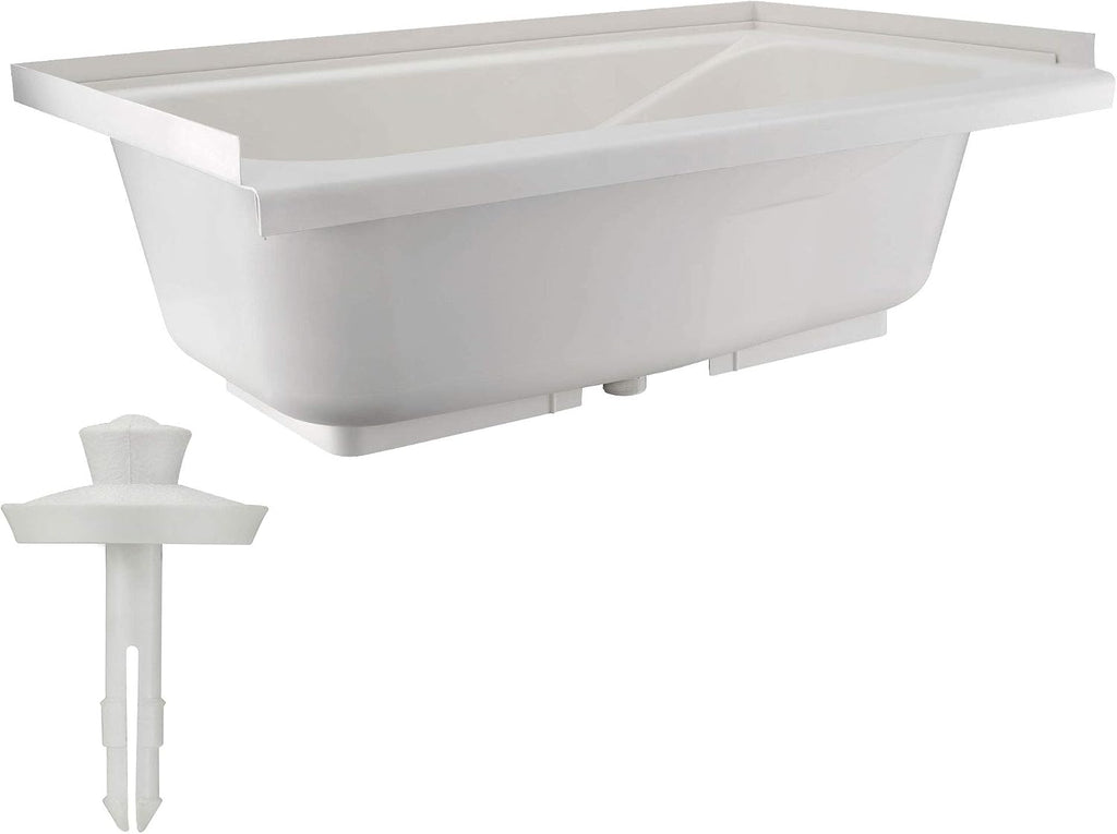 RecPro Bathtub | Durable Replacement 40' x 24' | Camper Trailer RV Tub | Alpha | Tub | Parchment or White (White - with Drain Stopper)