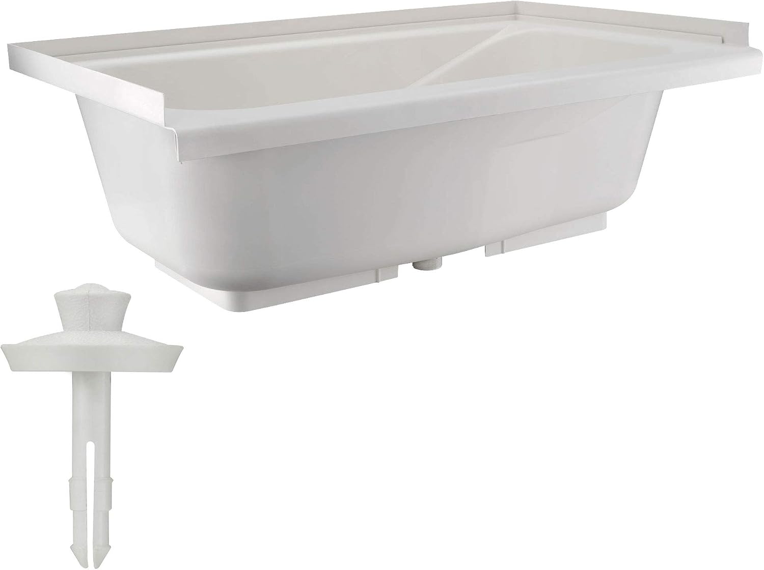 RecPro Bathtub | Durable Replacement 40' x 24' | Camper Trailer RV Tub | Alpha | Tub | Parchment or White (White - with Drain Stopper)