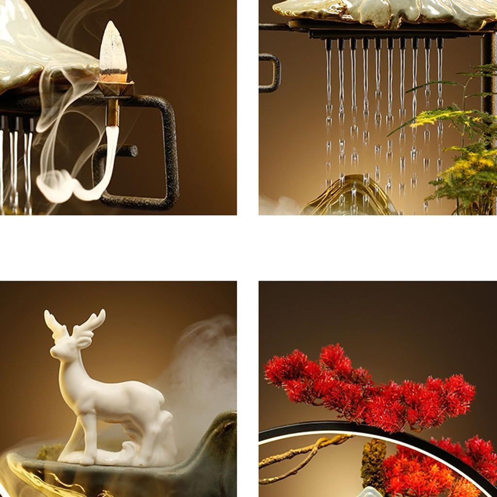 GUERNSEY Tabletop Fountain Creative Ceramic Water Ornaments Office Desktop Rockery Fountain Ornaments Indoor Desktop Decorations Indoor Waterfall Feature Indoor Fountain