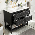 36 Inch Bathroom Vanity with Undermount Ceramic Sink, Free Standing Cabinet with 4 Drawers, Solid Wood Frame Modern Storage Set, Complete Single Basin Vanity for Bathroom (Black)