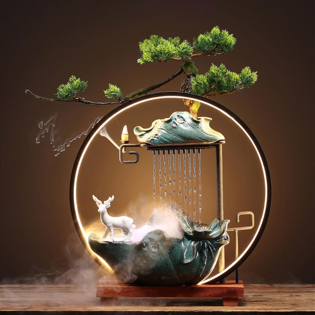 GUERNSEY Tabletop Fountain Creative Desktop Circulating Water Fountain Living Room Desk Water Ornaments Indoor Ceramic Decorations Indoor Fountain