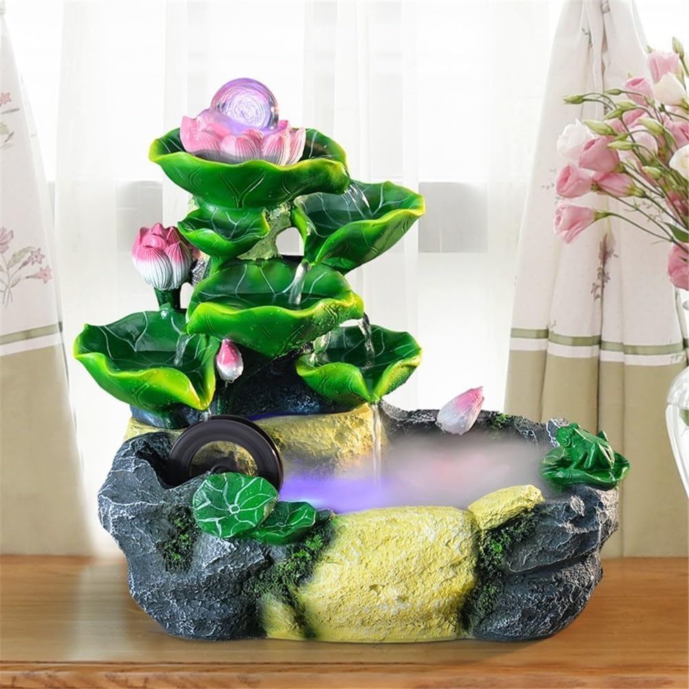 GRFIT Indoor Fountain Tabletop Water Fountain with Decorative Wheels Feng Shui for Indoor and Table Decoration, Desks, Offices and Patios. Table Fountain (Medium)