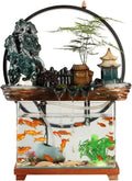 HIHELO Desktop Fountain Tabletop Fountain Ceramic Waterfall Fountain with Lamp Ring and Fish Tank Tabletop Flowing Water Decoration Office Home Decoration Water Fountain Outdoor (Color : A)