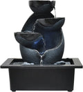 HIHELO Tabletop Fountain Indoor Water Fountain Table Fountain Multi-Color LED Lights for Home Office Soothing Cascading Water Sound Layered Desktop Function Indoor Fountain (Color : E)