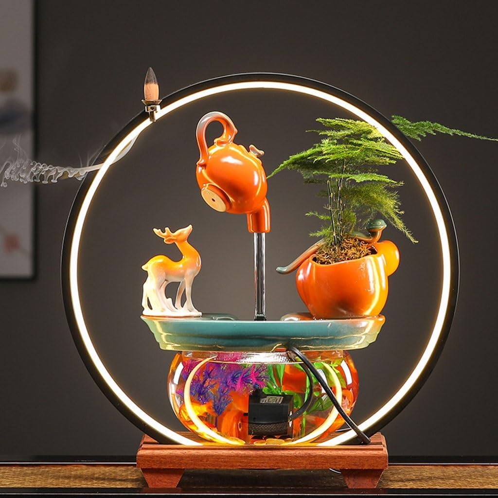 GUERNSEY Tabletop Fountain Creative Water Fountain Ornaments Indoor Desktop Circulating Water Feature Office Desktop Fish Tank Decorations Indoor Fountain