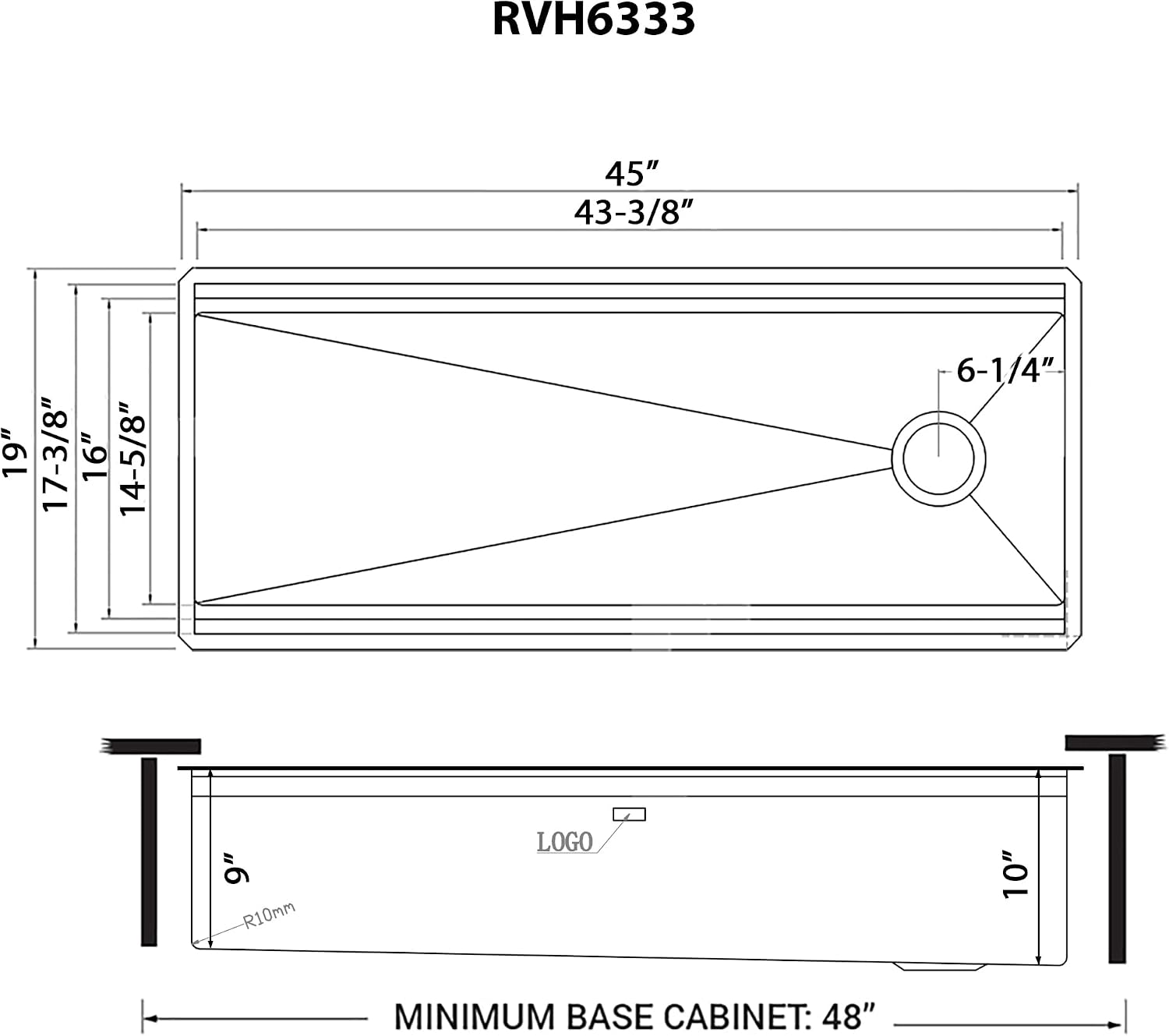 Ruvati 45-inch Polished Brass Matte Gold Stainless Steel Workstation Two-Tiered Ledge Undermount Kitchen Sink - RVH6333GG