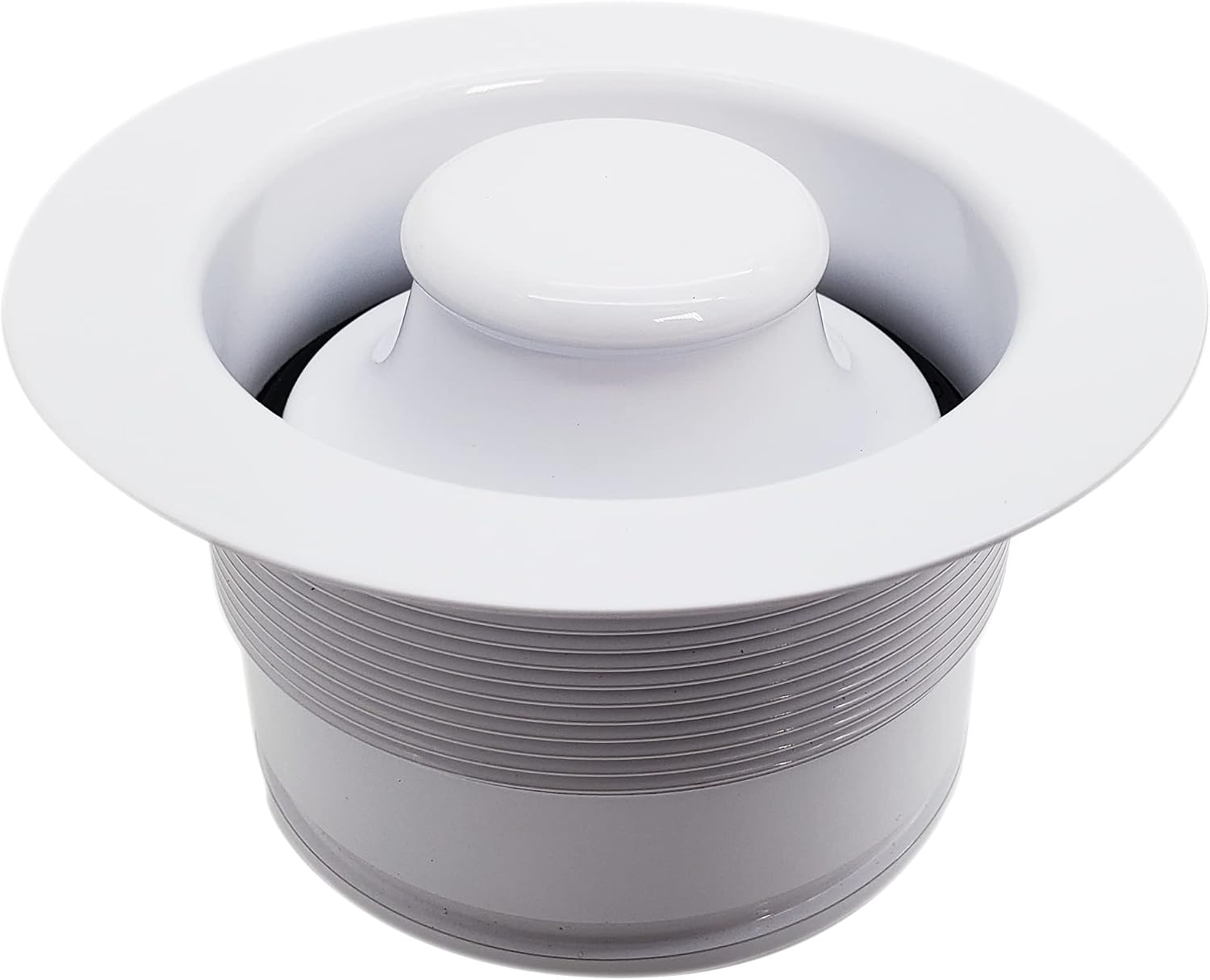 Westbrass CO2185-50 Combo Pack 3-1/2' Post Style Large Kitchen Sink Basket Strainer and Waste Disposal Drain Flange with Stopper, Powder Coat White
