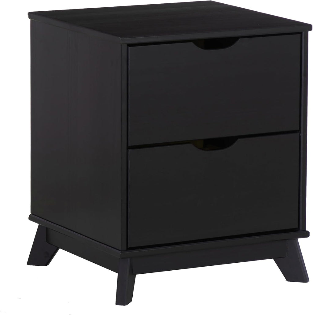 Powell Fordham Black Solid Pine Wood Twin Sized Platform Bed with Two Drawer Nightstand
