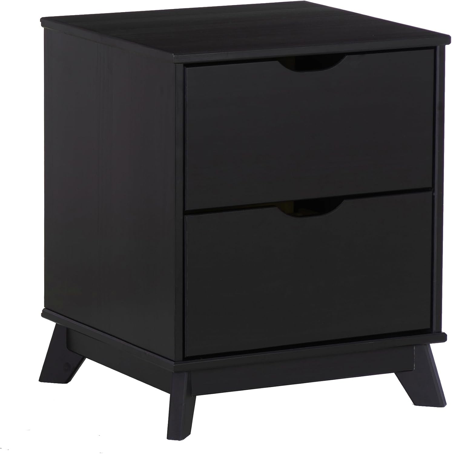 Powell Fordham Black Solid Pine Wood Twin Sized Platform Bed with Two Drawer Nightstand