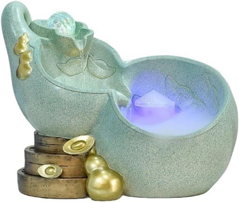 Tabletop Tabletop Fountain Resin Waterfall Fountains Water Feature Feng Shui Meditation Desktop Decor(Blue)