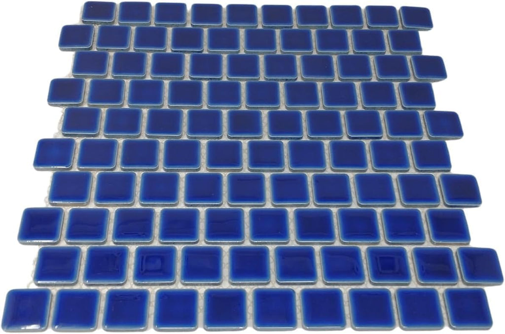 Tenedos PL-110 Viaggio Royal Blue 1x1 Porcelain Pool Mosaic Tile for Wall Floor Kitchen Backsplash Bathroom Shower Accent Durable Water Resistant (10 Sheets)