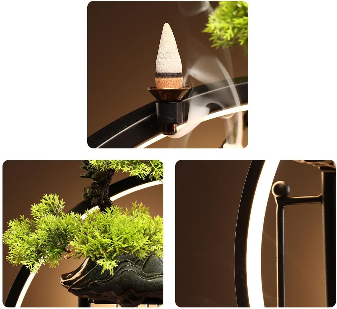 HIHELO Desktop Fountain Tabletop Fountain Chinese Ceramic Lucky Flowing Water Ornament Desktop Circulation Fountain Office Desktop Decoration Water Fountain Outdoor (Color : A)