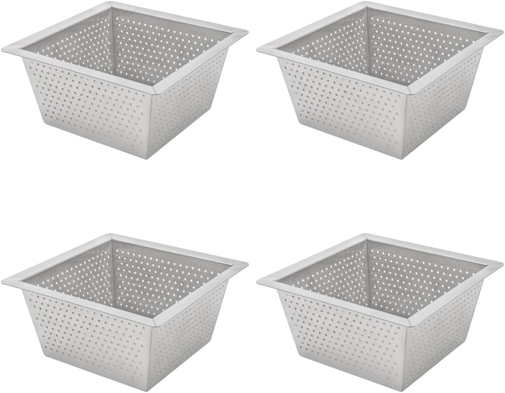 Leyso Stainless Steel Floor Sink Top Hang Basket Strainer Sink Drain Cover 10' x 10' x 4-3/4' for Kitchen, Restaurant, Bar, Buffet (4-3/4'H SS x 4)