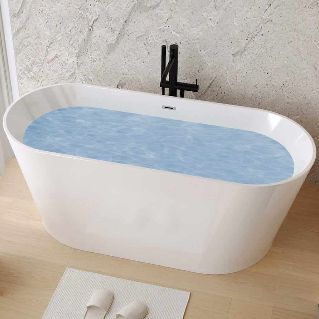 55' Oval Freestanding Soaking Bathtub with Toe-Tap Chrome Drain, Stand Alone Tub, Acrylic Soaking Tub, Ergonomic (Gloss White, 55')
