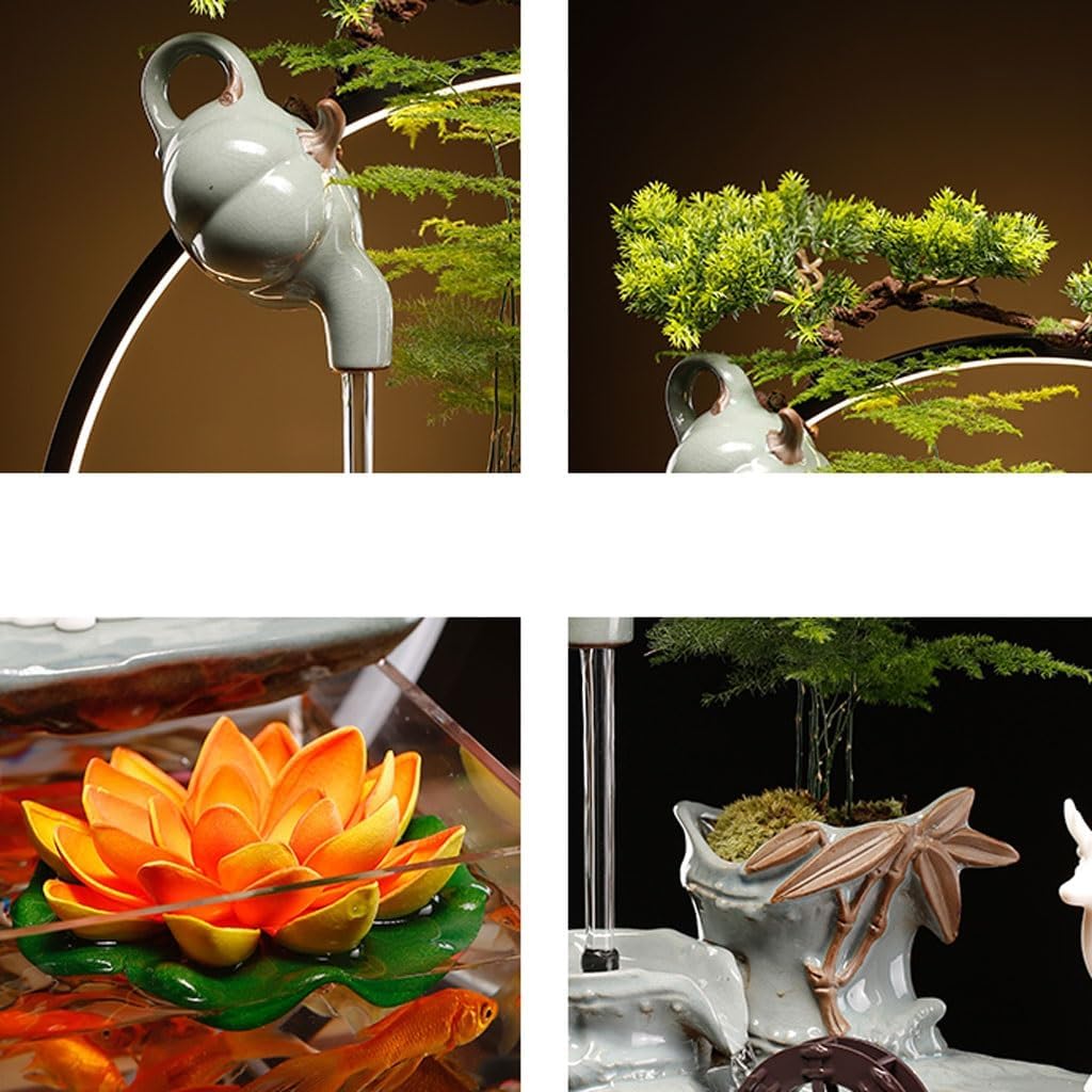 GUERNSEY Tabletop Fountain Creative Simple Water Ornaments Desktop Ceramic Fountain Home Living Room circulating Water Glass Fish Tank Ornaments Indoor Fountain