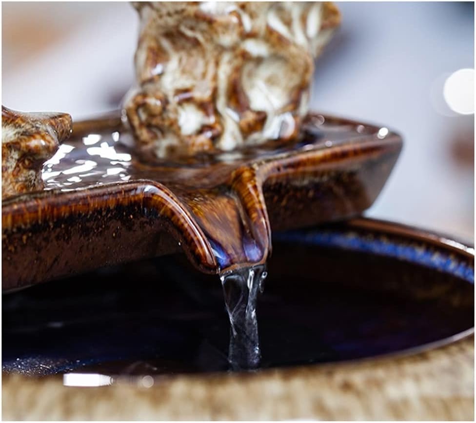 HIHELO Tabletop Fountain Tabletop Fountain Living Room Small Flowing Water Ornament Home Indoor Fountain Office Desktop Decoration Indoor Fountain (Color : B)