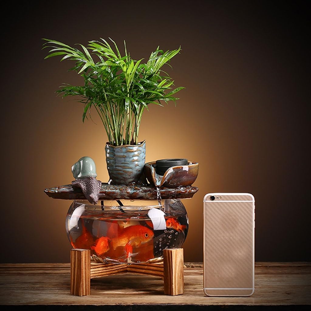 GUERNSEY Tabletop Fountain Tabletop Fountains Chinese Tea Room Desktop Circulating Water Fish Tank Ornaments Home Living Room Desktop Creative Ornaments Indoor Fountain