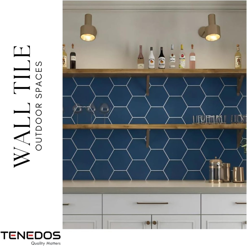 Tenedos Fusion Hexagon Matte 5x6 Hex Glazed Floor Wall Porcelain Tile Backsplash for Kitchen, Bathroom Shower, Accent Decor (Royal Blue, Box of 20 Pieces)