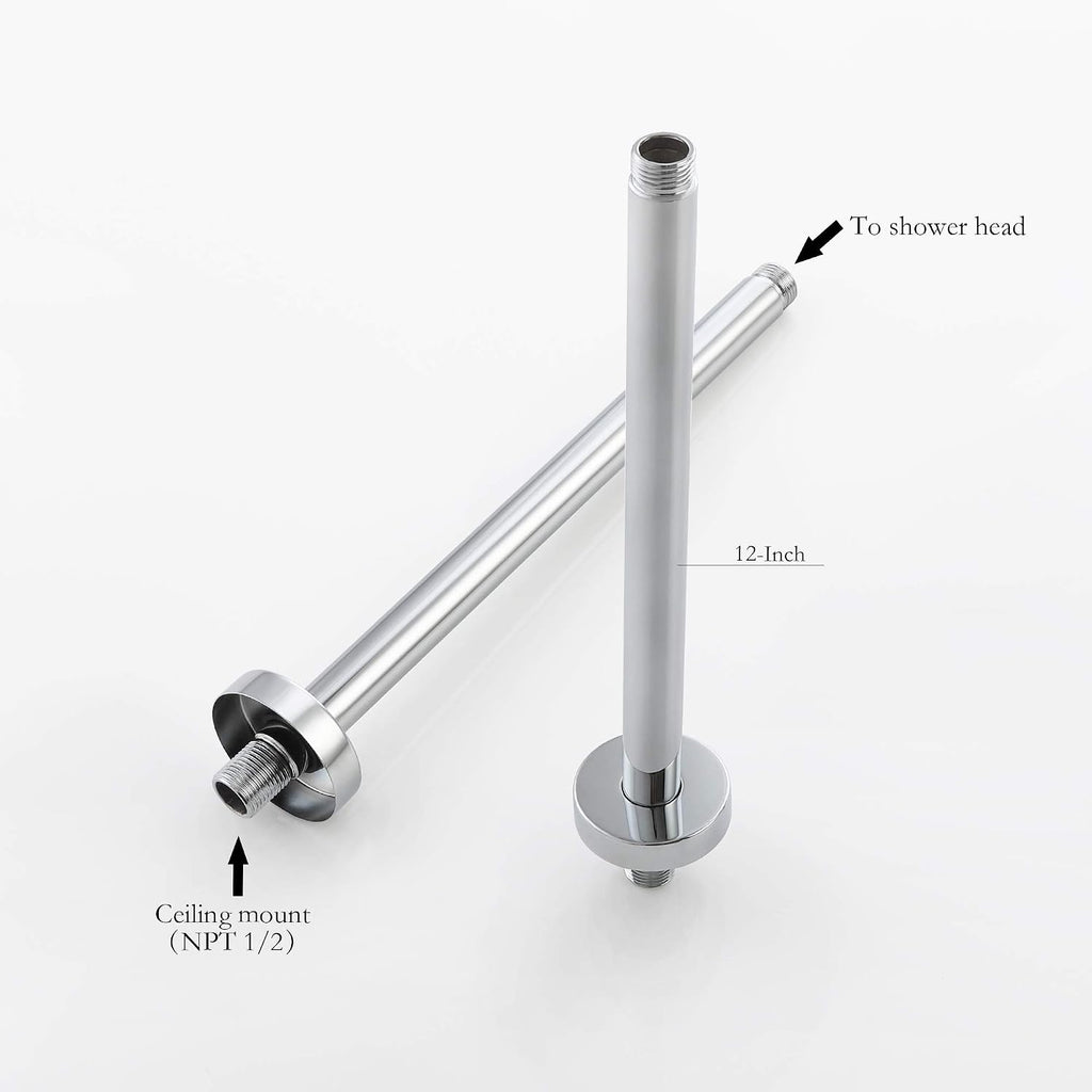 LED Shower Faucet Set Complete Two-Way Bathtub Combo withy Spray, Bathroom 12 Inch Ceiling Round Rain Shower Fixture with Handheld Kit