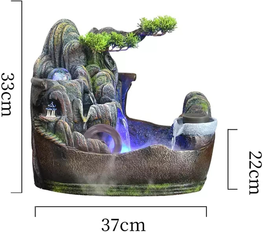 HIHELO Desktop Fountain Indoor Tabletop Fountain Rockery Waterfall Water Feature Home Decor Table Centerpiece with Water Pump and Spinning Ball Water Fountain Outdoor (Size : L)