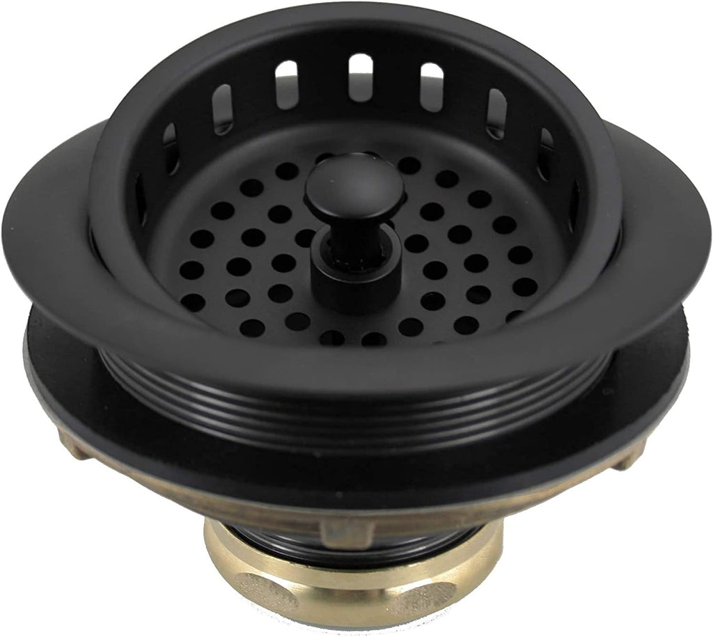 Westbrass R214-62 3-1/2' Large Post Style Kitchen Sink Basket Strainer, Matte Black (50-Pack)