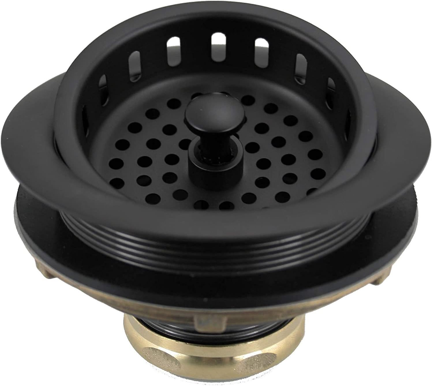 Westbrass R214-62 3-1/2' Large Post Style Kitchen Sink Basket Strainer, Matte Black (50-Pack)