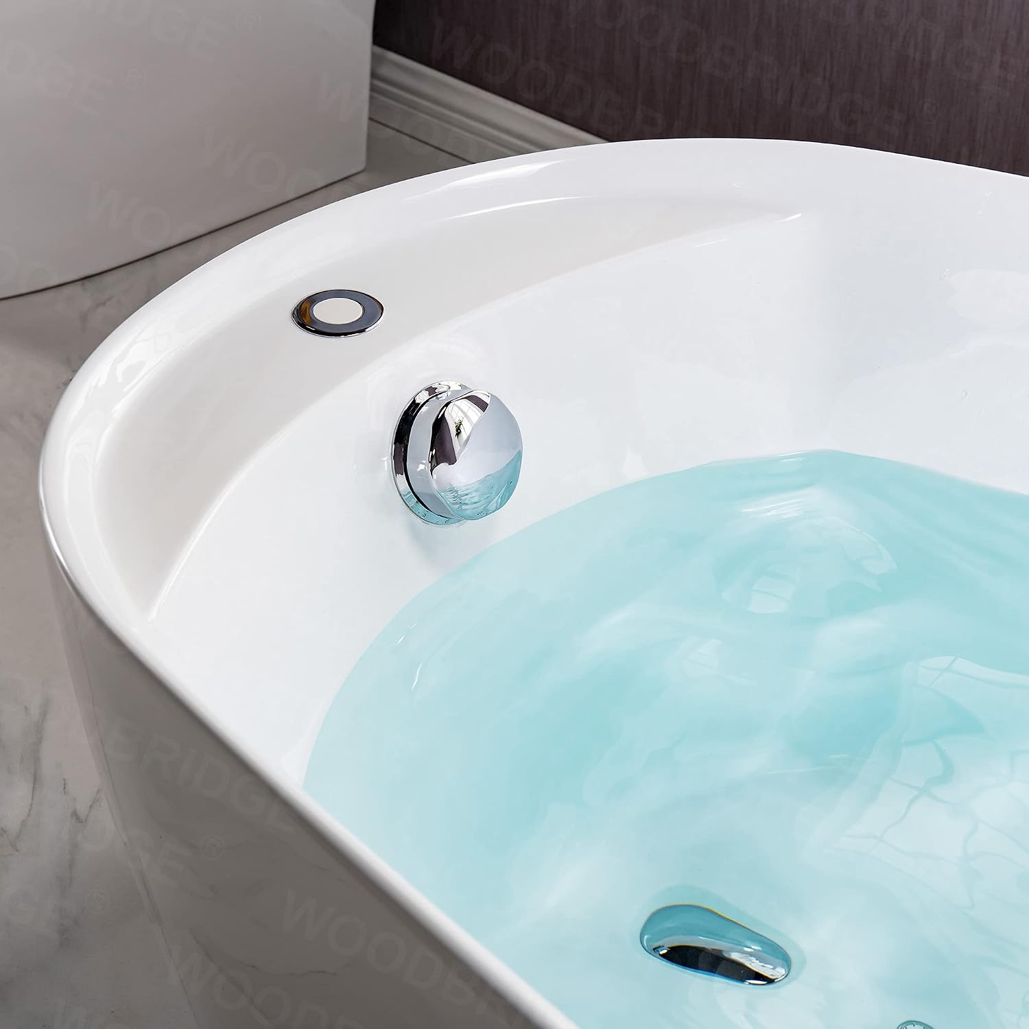 WOODBRIDGE 67' Acrylic Freestanding Bathtub Contemporary Soaking Chrome Overflow and Drain,White Air Bubble Tub