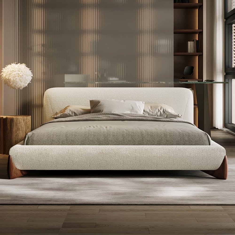 homary 3 Pieces Bedroom Sets, King Size Upholstered Bed with 2 Leather Nightstands – Modern Bedroom Set with Wireless Charging & USB Ports, 2 Drawer Storage Nightstands