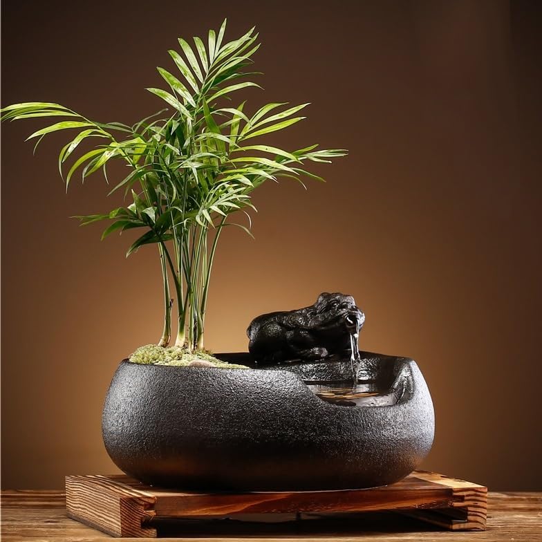 GUERNSEY Tabletop Fountain Tabletop Fountain Creative Flowing Water Home Interior Small Ornaments Desk Surface Potted Plant Micro Landscape Indoor Fountain