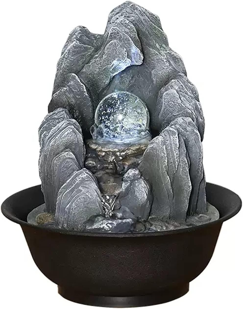 HIHELO Desktop Fountain Desktop Fountain Indoor Tabletop Fountain Waterfall with Rotatable Ball for Desk Office Home Bedroom Water Fountain Outdoor