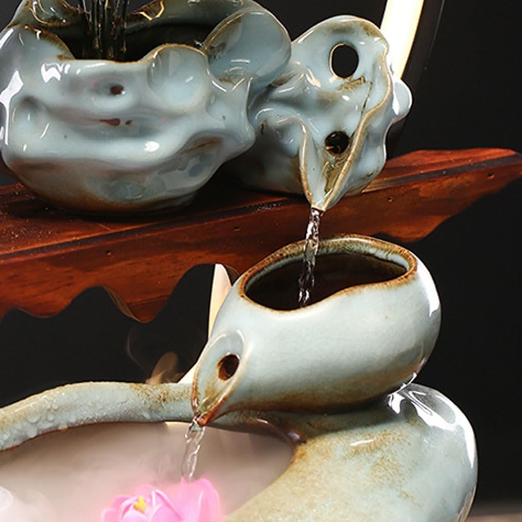 GUERNSEY Tabletop Fountain Flowing Water Ornaments Atomizing Humidification Fountain Office Desktop Home Living Room Study Desktop Fountain Indoor Fountain