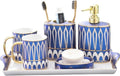 Ceramics Bathroom Accessories Set 6-Piece Soap Dispenser，Toothbrush Holder，Toothbrush Cup，Soap Dish，Tray Bathroom Accessory Sets Blue Bath Set