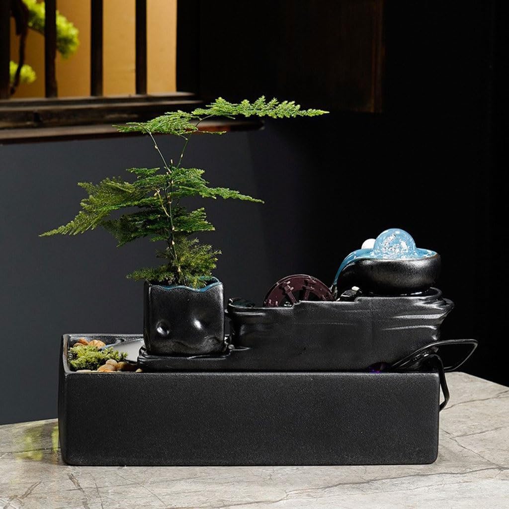 GUERNSEY Tabletop Fountain Tabletop Fountains Circulating Water Ornaments Office Desktop Fountain Desk Decoration Ornaments Indoor Waterfall Feature Indoor Fountain