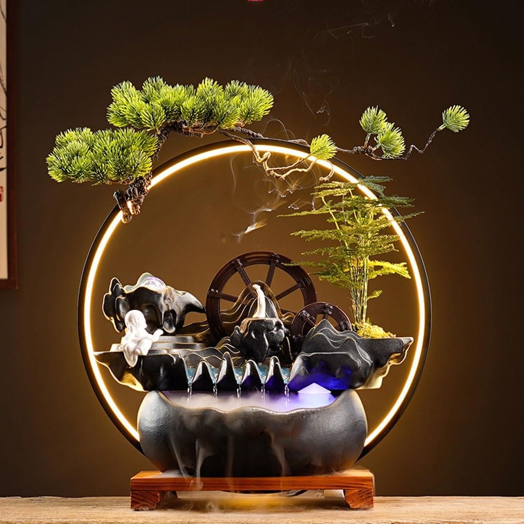 GUERNSEY Tabletop Fountain Chinese Desktop Fountain Ornaments Circulating Water Living Room Office Desktop Decoration Study Desktop Ornaments Indoor Fountain