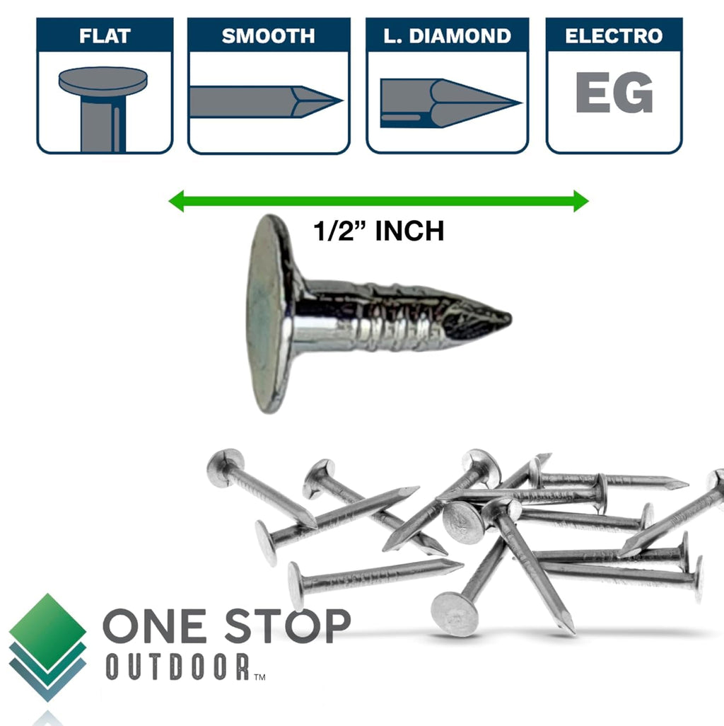 1/2 Inch - Galvanized Steel Roofing Felt Nails, Roofing Felt Pins Suit for Shed Roof Roofing Felt Slate Boards, Broad Head Pins (26800)