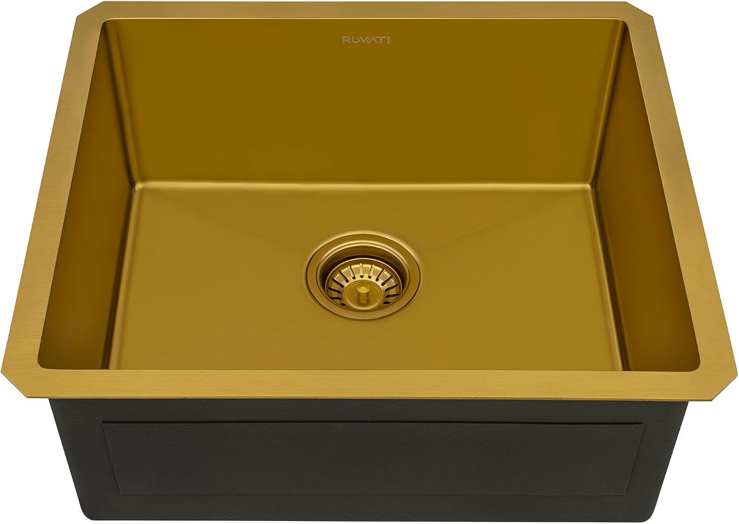 Ruvati 21-inch Polished Brass Matte Gold Stainless Steel Undermount Bar Prep Kitchen Sink 16 Gauge Rounded Corners Single Bowl - RVH7121GG