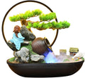 Tabletop Fountain Tabletop Fountains and Waterfalls Resin Tabletop Fountain with Light Indoor Office Rockery and Water Fountain Feng Shui Wheel Lucky Decoration Tabletop Water Fountain